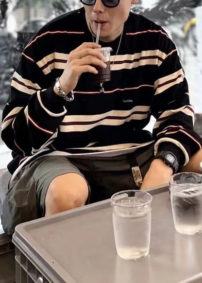 Französische Herren-Frühlingshemden aus Baumwolle mit rotem T-Shirt und Rundhalsausschnitt