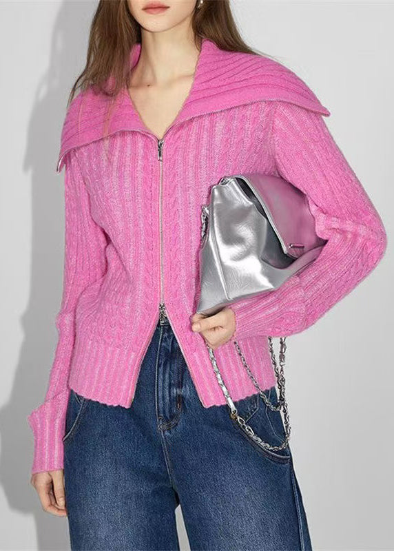 Manteau ample en laine patchwork à fermeture éclair French Rose, printemps TQ023