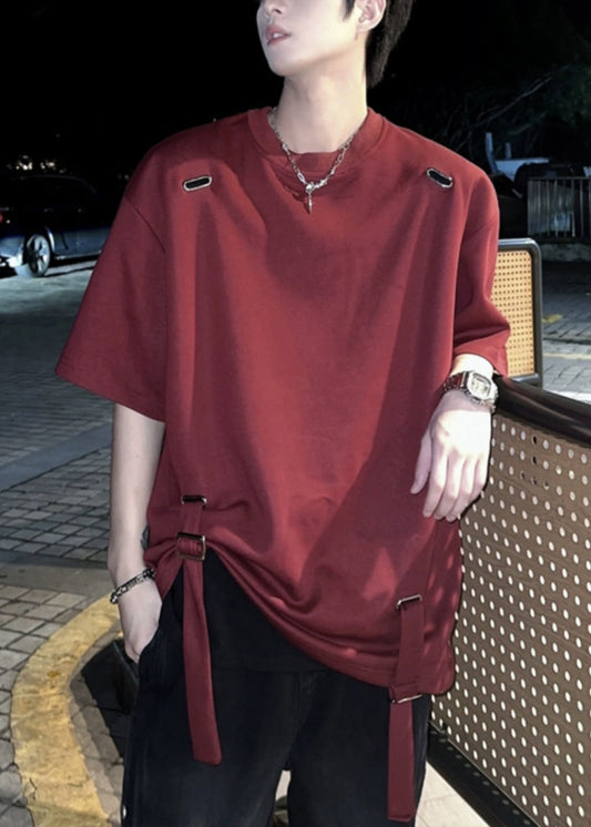 Chemises pour hommes en coton français à motif vin rouge, design d'été, couleur unie, originales