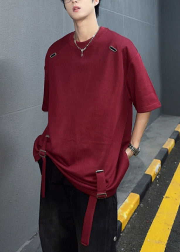 Chemises pour hommes en coton français à motif vin rouge, design d'été, couleur unie, originales