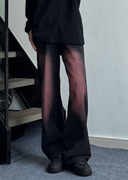 Farbverlauf Schwarz Taschen Patchwork Männer Jeans Lange Sommer SA007