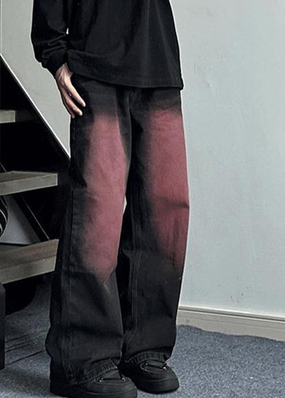 Farbverlauf Schwarz Taschen Patchwork Männer Jeans Lange Sommer SA007