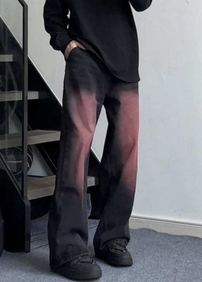 Farbverlauf Schwarz Taschen Patchwork Männer Jeans Lange Sommer SA007