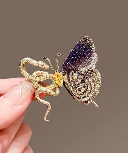 Broches papillon serpent dorées en cuivre dégradé de couleur YD032
