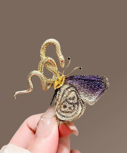 Broches papillon serpent dorées en cuivre dégradé de couleur YD032