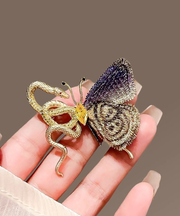 Broches papillon serpent dorées en cuivre dégradé de couleur YD032