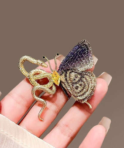 Broches papillon serpent dorées en cuivre dégradé de couleur YD032