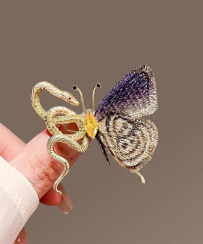 Broches papillon serpent dorées en cuivre dégradé de couleur YD032