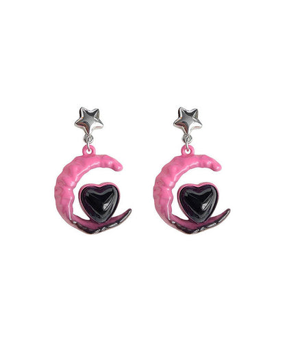 Drop Love Silver Alloy Gradient Sterling Glass Moon Pink Color