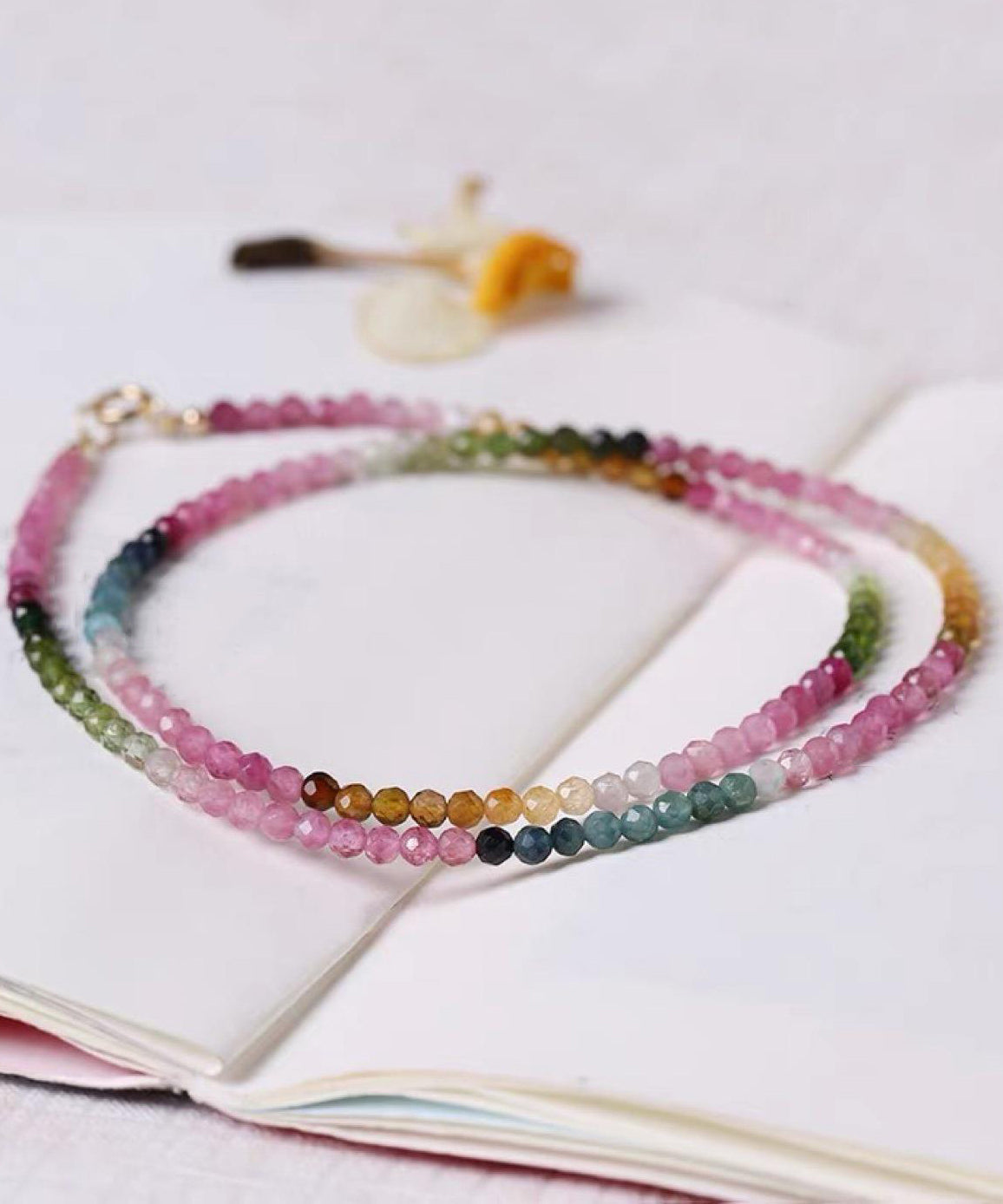 Gradient Sterling Gratuated Color Beading Bead Necklace Silver