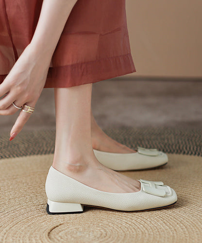 Chaussures plates confortables en cuir de vachette vert