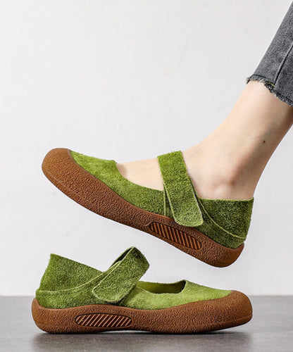 Spleißen Grün Casual Flats Schnalle Plattform Wildleder Strap