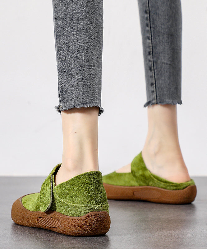 Spleißen Grün Casual Flats Schnalle Plattform Wildleder Strap