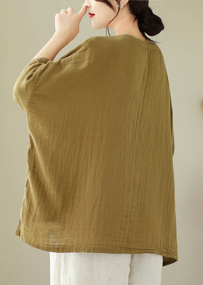 O Design t Top Hals Grün Ärmel Baumwolle Batwing Low Shirts Hohe