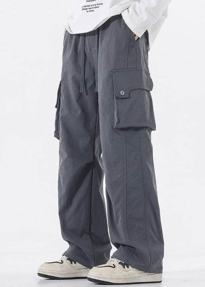 Pantalon homme poches taille décontracté printemps élastique coton vert