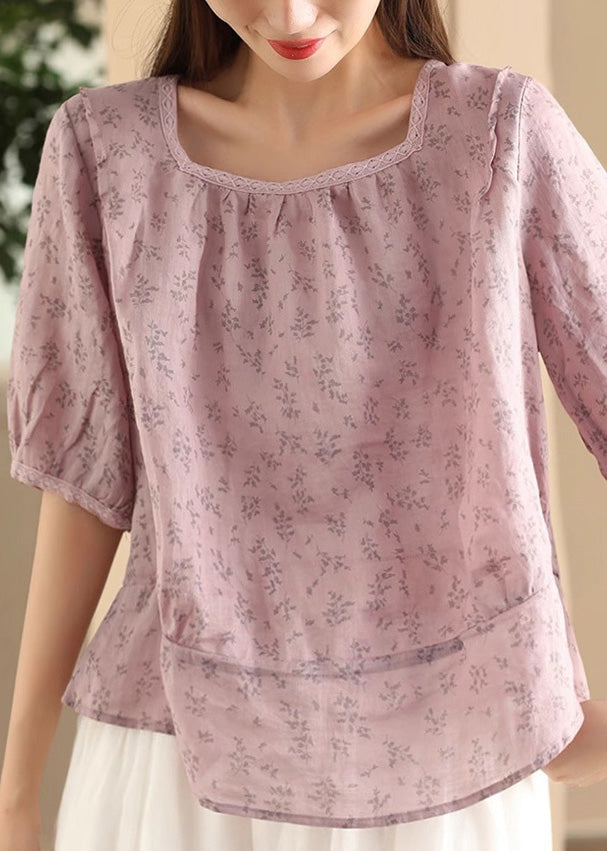 Sides Green Wear Print Both Sleeve Half Shirt On Button Linen