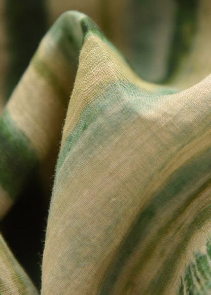 Streifen O Ärmel Leinen Armband Hals Grüne Hemden