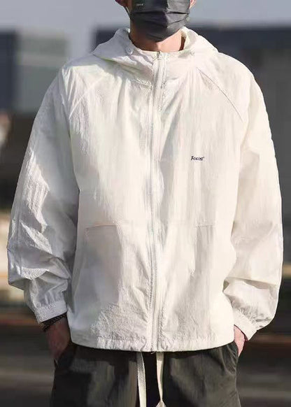 Taschen Sommer Herren Kapuzen Kordelzug Mantel 50+ Grau UPF