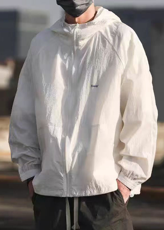 Taschen Sommer Herren Kapuzen Kordelzug Mantel 50+ Grau UPF