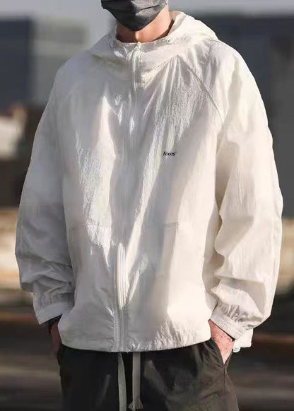 Taschen Sommer Herren Kapuzen Kordelzug Mantel 50+ Grau UPF