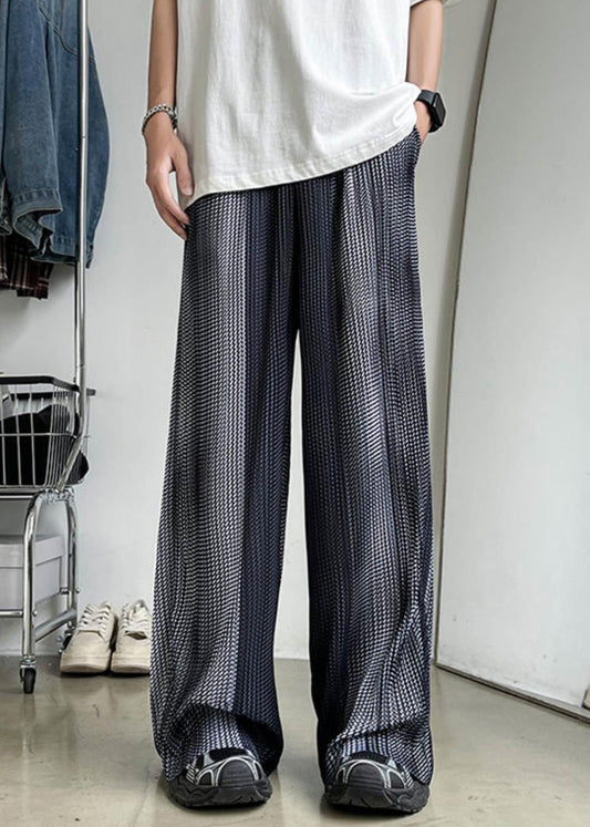 Pantalon d'été en soie élastique gris patchwork avec poches pour homme