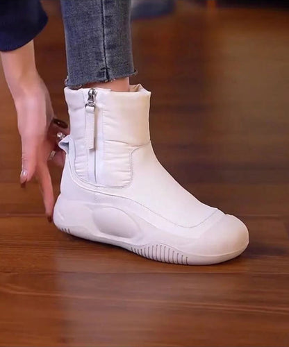 Graue, schicke Spleißstiefel mit Reißverschluss und flauschigem Wollfutter TQ066