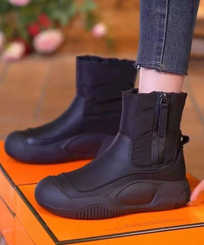 Graue, schicke Spleißstiefel mit Reißverschluss und flauschigem Wollfutter TQ066
