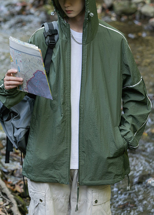 Herren Mantel mit Kapuze, LSF 50+, Sommer, mit Reißverschluss, Eistaschen, Seide, Grau