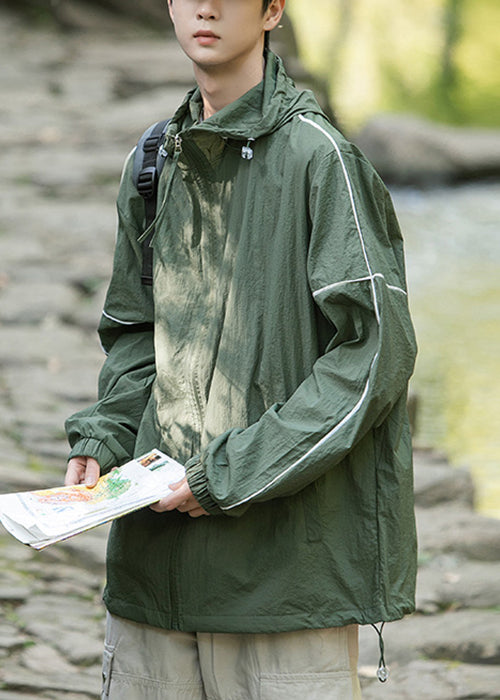 Herren Mantel mit Kapuze, LSF 50+, Sommer, mit Reißverschluss, Eistaschen, Seide, Grau