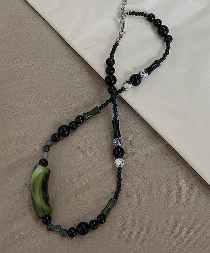 Collier de perles graduées en bambou bleu fait main GH1003