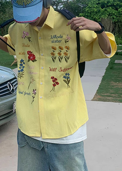 Handgemachte Baumwolle bestickt Herren blau Shirt Plaid Sommer