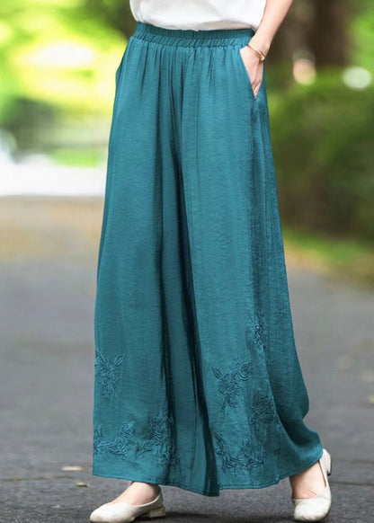 Pantalon en soie élastique fait main avec poches solides et taille marron pour l'été