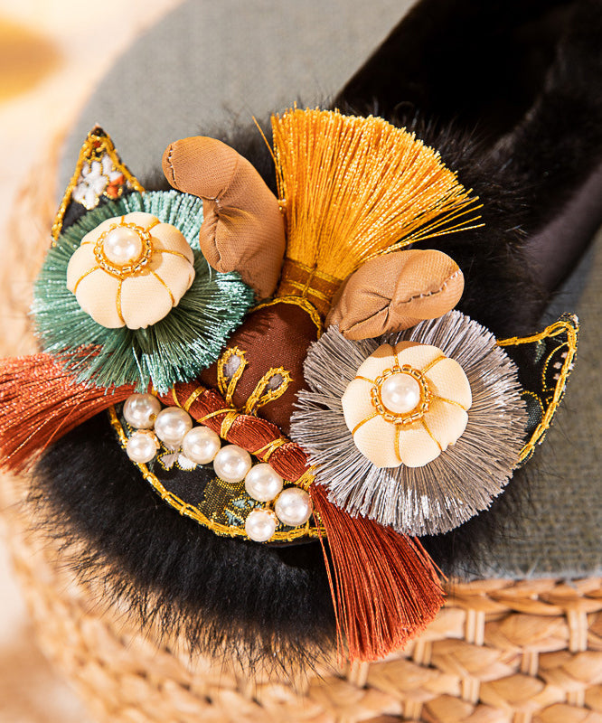 Handgemachte, bestickte Tigerkopf-Schuhe aus Baumwolle mit weicher Sohle, bequem und süß, TQ037
