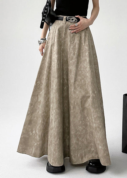 Handmade Grey Print High Waist A Line Skirt Spring TA038