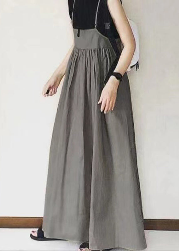 Spaghetti Khaki Patchwork Langes Faltenkleid Handgefertigter Riemen
