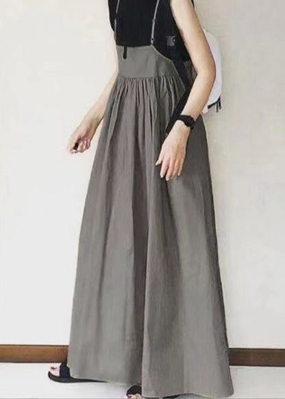 Spaghetti Khaki Patchwork Langes Faltenkleid Handgefertigter Riemen