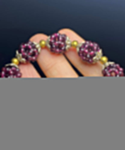 Pomegranate Alloy Chain Bracelet Purple Garnet Handmade