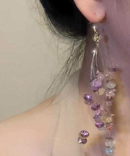 Boucles d'oreilles créoles en alliage arc-en-ciel faites à la main avec perles en cristal de zircon QD025