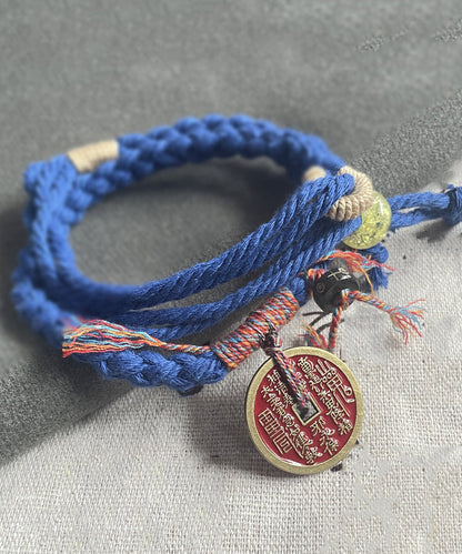 Handgemachtes rotes handgefertigtes Weben von Kupfermünzen, Garn, Quaste, Bettelarmband YD008