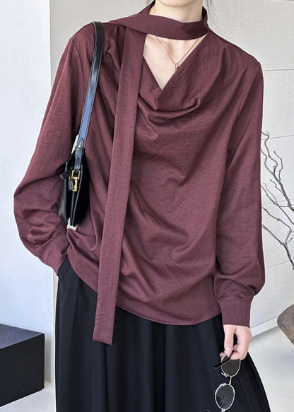 Haut de printemps fait main en patchwork rouge uni