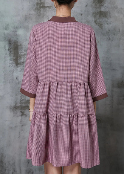 Handmade Red Peter Pan Collar Plaid Cotton Dresses Summer JK1008 Ada Fashion