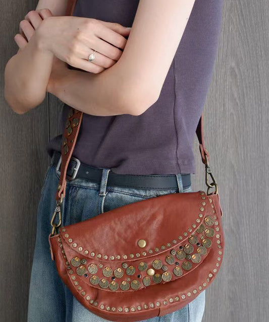 Rivet Solid Saddle Bag Durable Handmade Leather