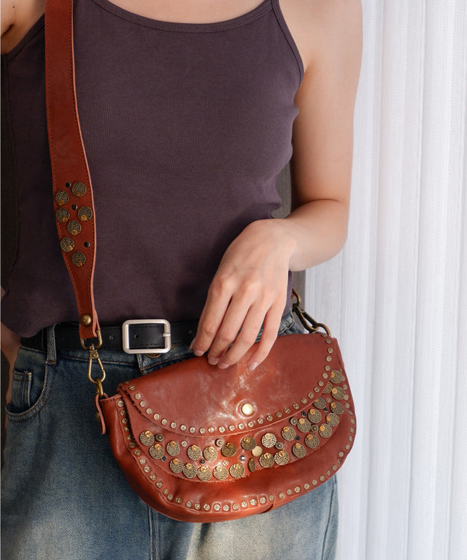 Rivet Solid Saddle Bag Durable Handmade Leather
