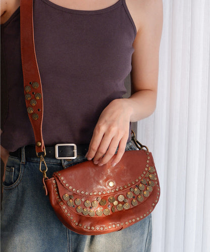Rivet Solid Saddle Bag Durable Handmade Leather