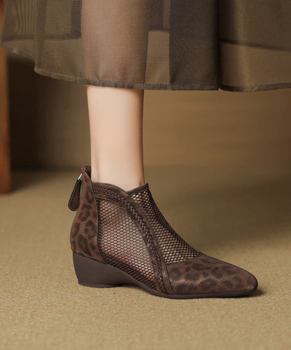 Schwarze klobige Spleißstiefel, handgefertigt, atmungsaktiv