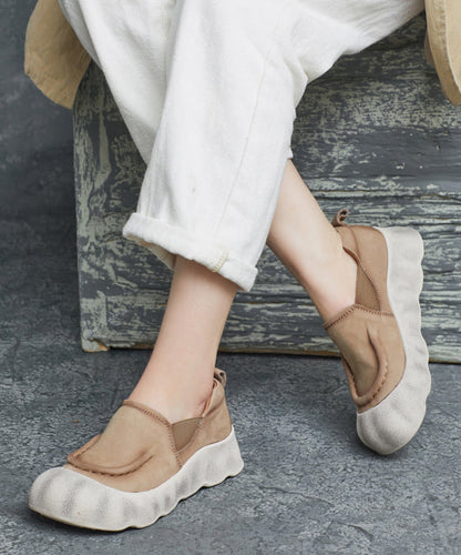 Füße Rindsleder Schuhe Flache Handgemachte Spleißen Plattform Leder Grün