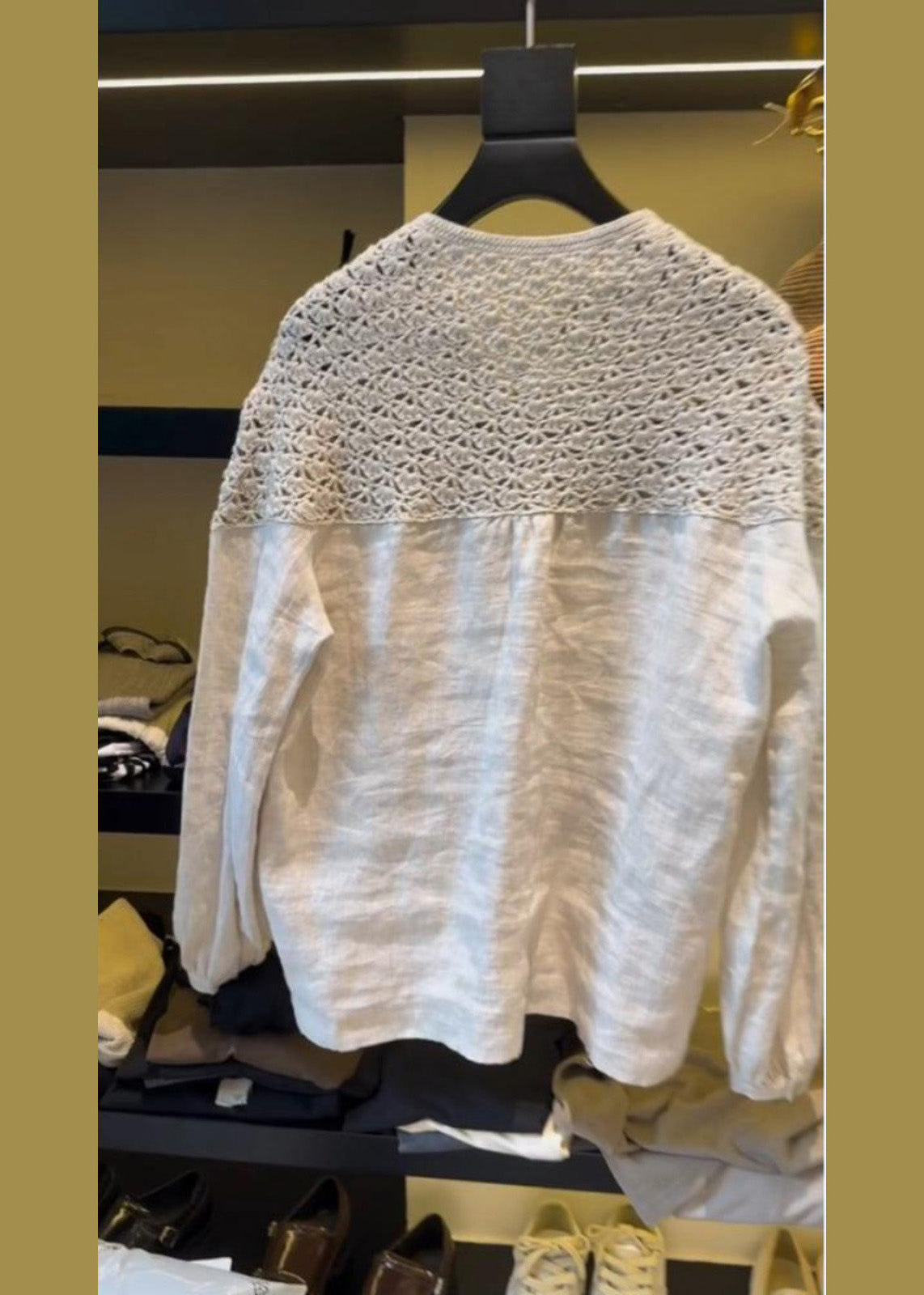 Übergroße handgemachte weiße Patchwork Sommer Tops Leinen Hohl