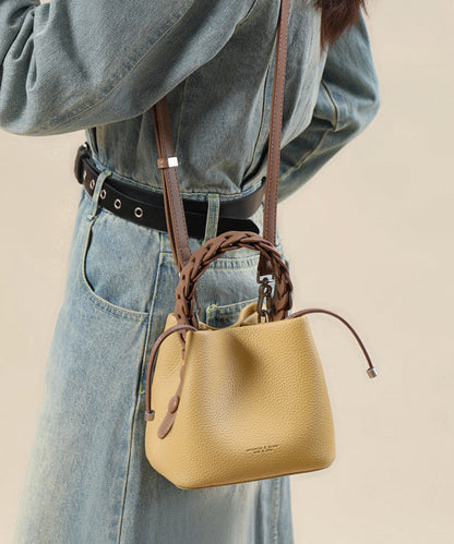 Sac à main en cuir fait main, fourre-tout polyvalent, similicuir jaune