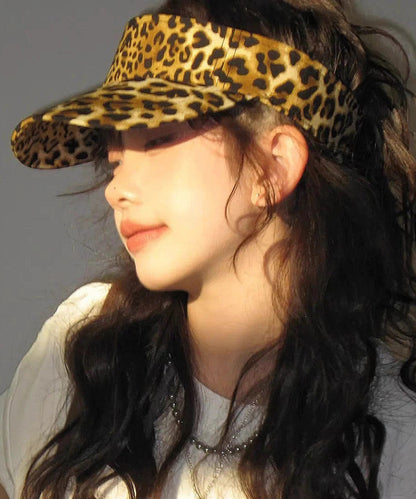 Leopard Top Style Hip Versatile Hop Hat Coffee Sunshade Print