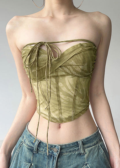 Waist Light Tie Tulle Tops Green Summer Hot